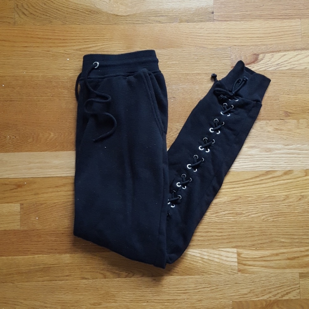 Lace-Up Black Joggers